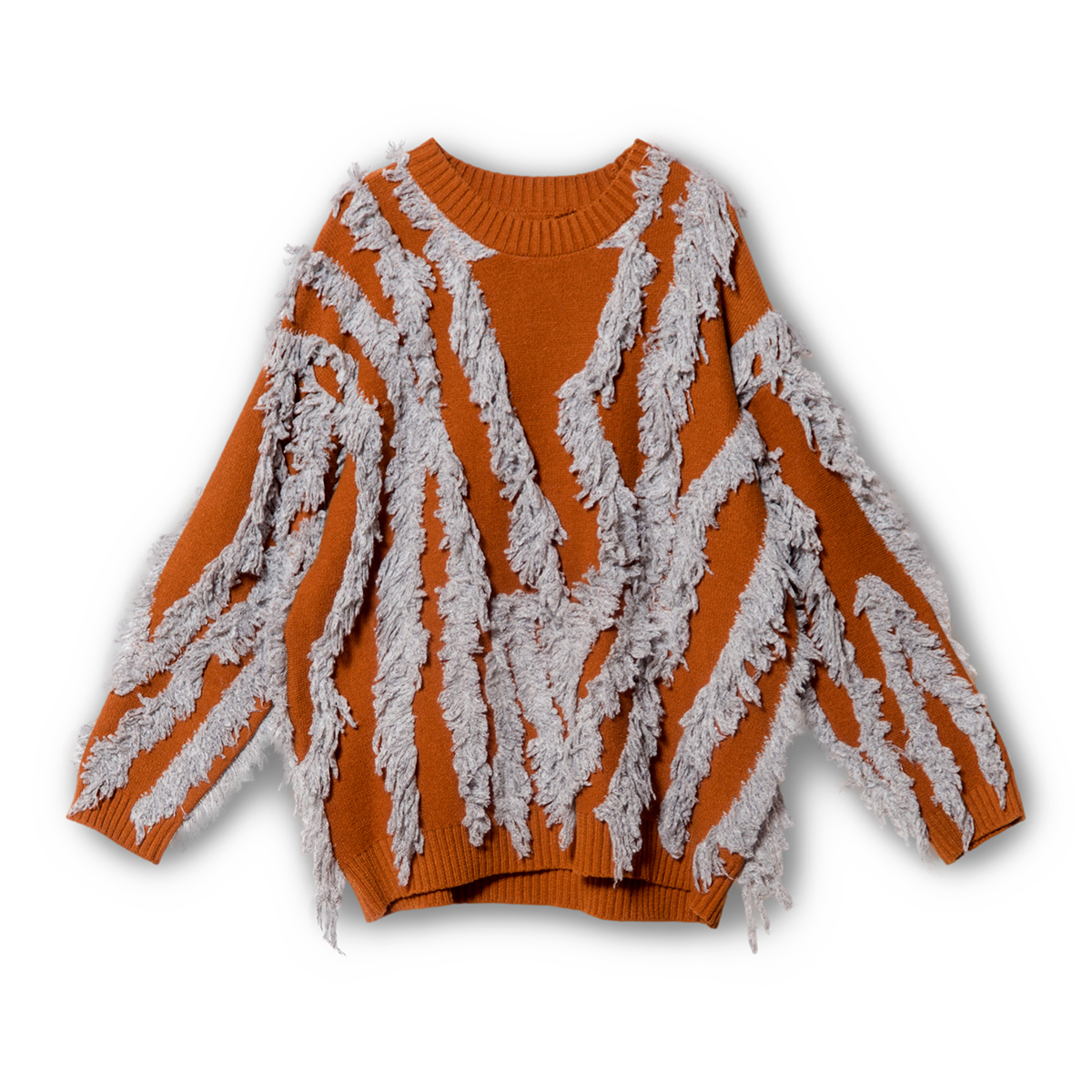 バイカラーフリンジニットプルオーバー