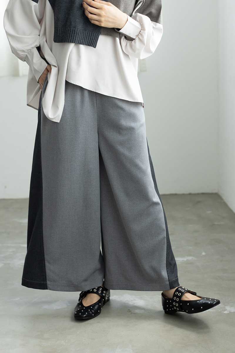 バイカラーワイドパンツ