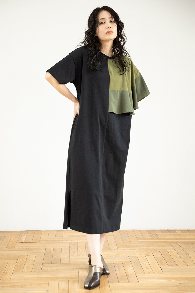 アシンメトリーケープワンピース