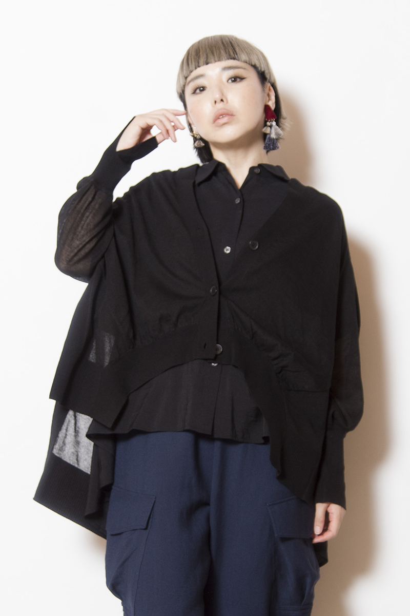 フロントギャザーニットカーディガン