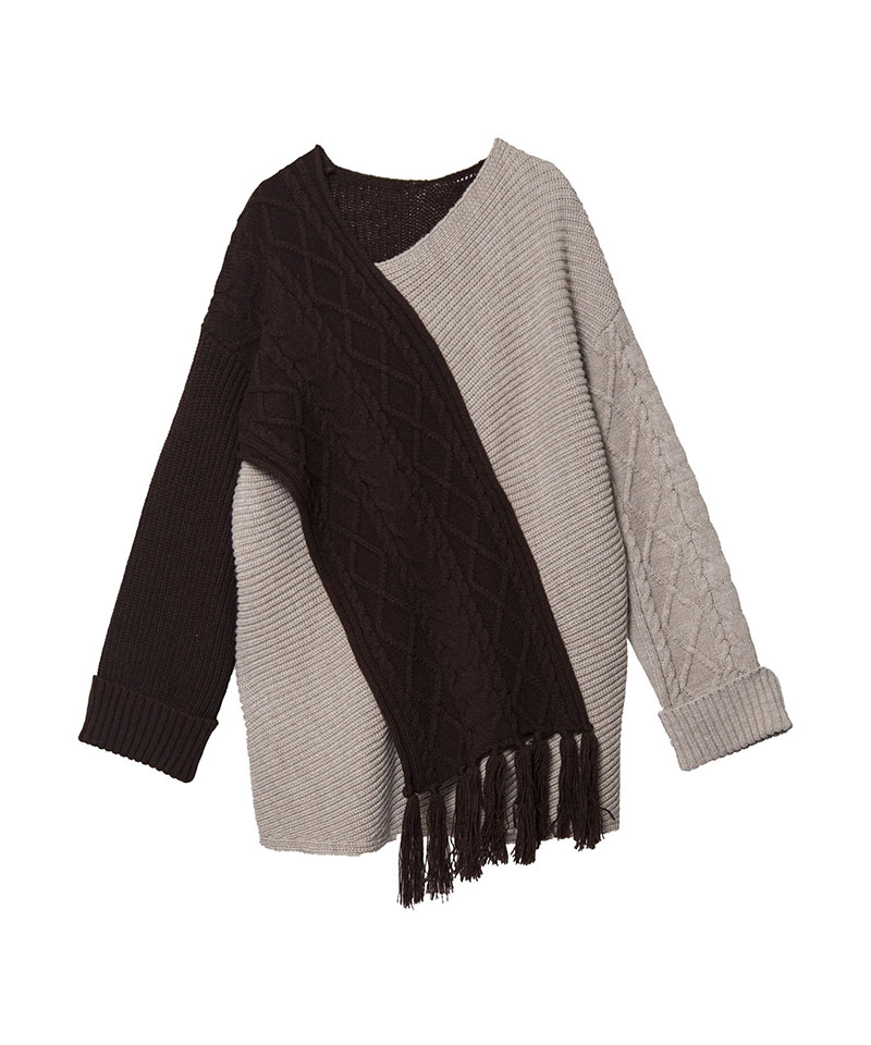 配色ケーブルニットプルオーバー