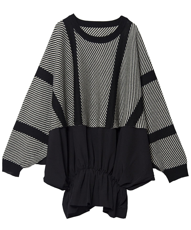 ジャガードニット切替ドルマンプルオーバー