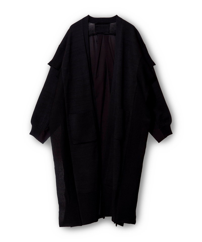 切替ニットカーディガン BLACK